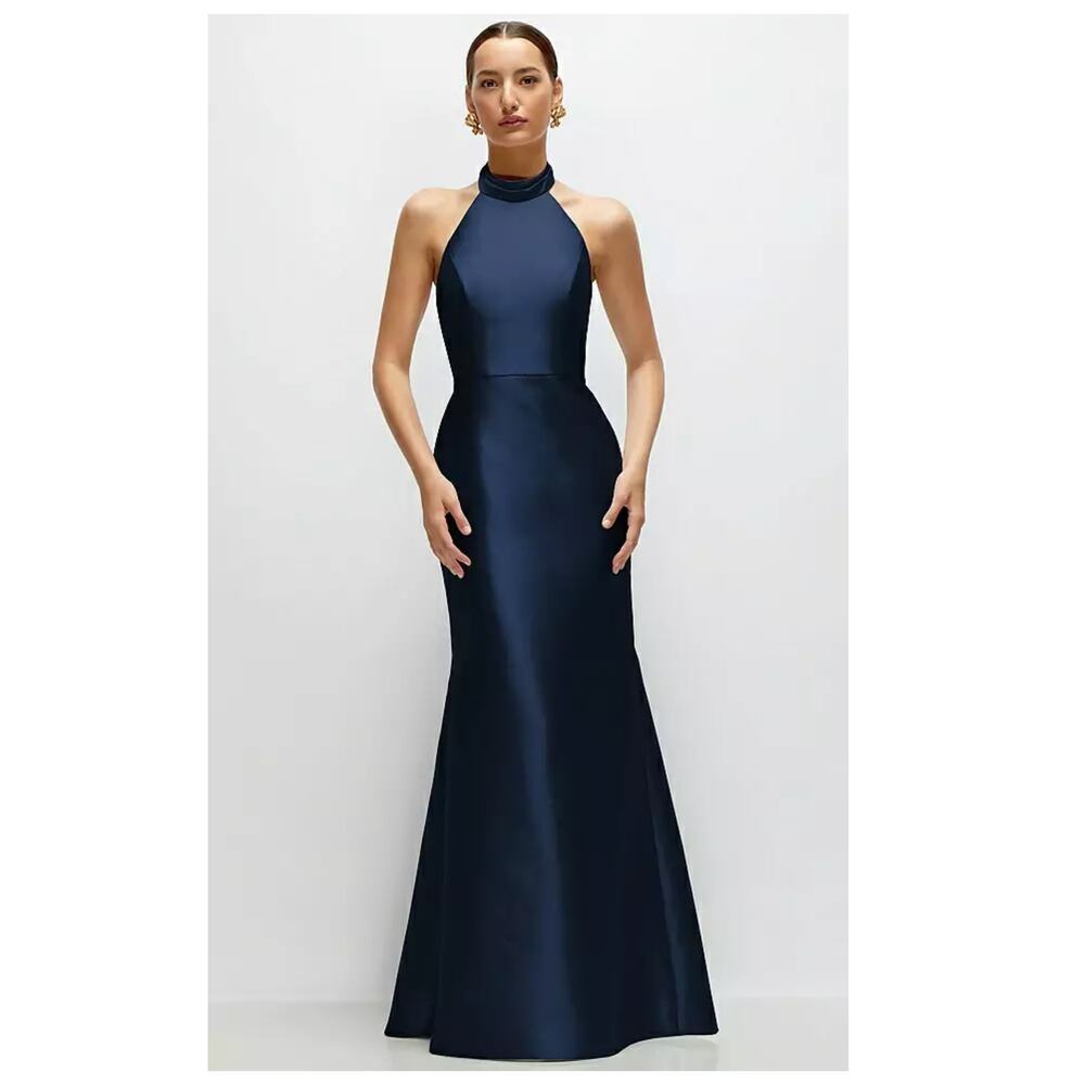 NEW Alfred Sung Halter Satin Trumpet Gown Size 12